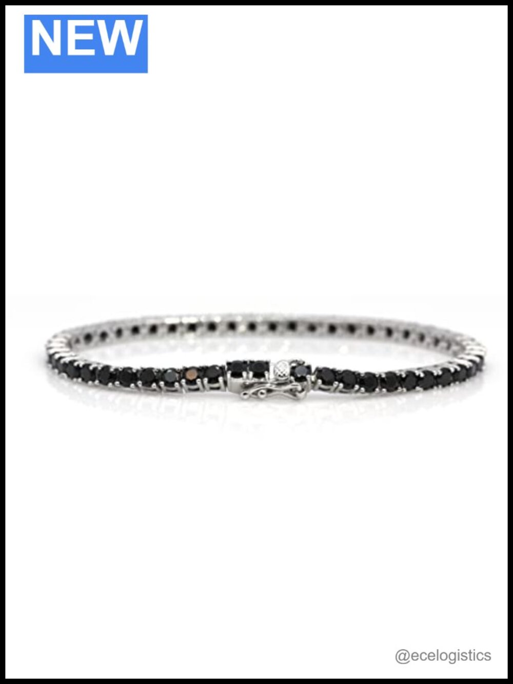 S925 Silver 3mm Black Spinel Tennis Bracelet, Natural Gemstone, 18cm